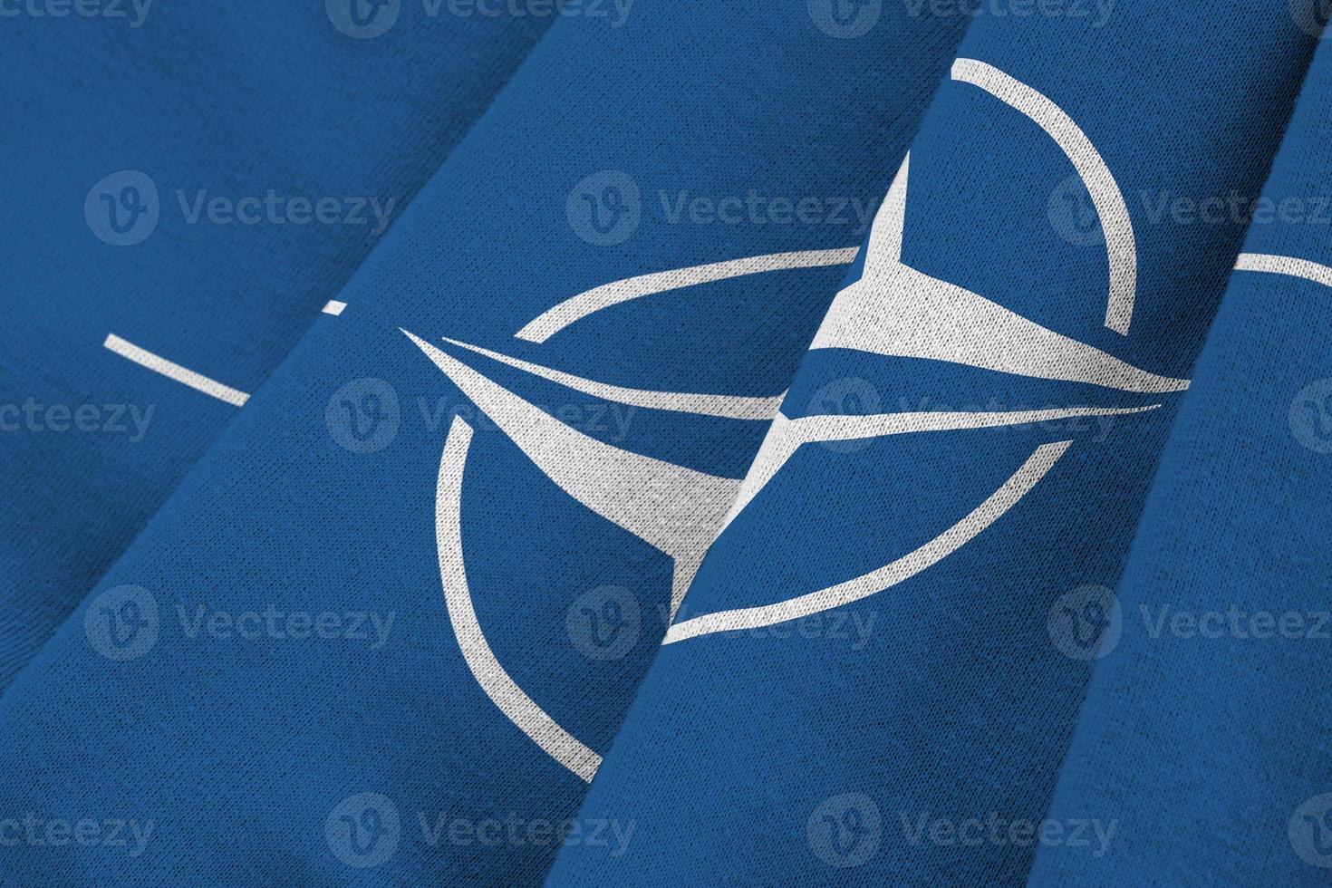 Abkhazia flag with big folds waving close up under the studio light indoors. The official symbols and colors in banner photo