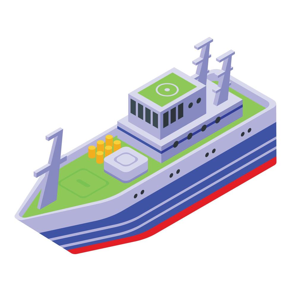 Fishing ship icon, isometric style vector