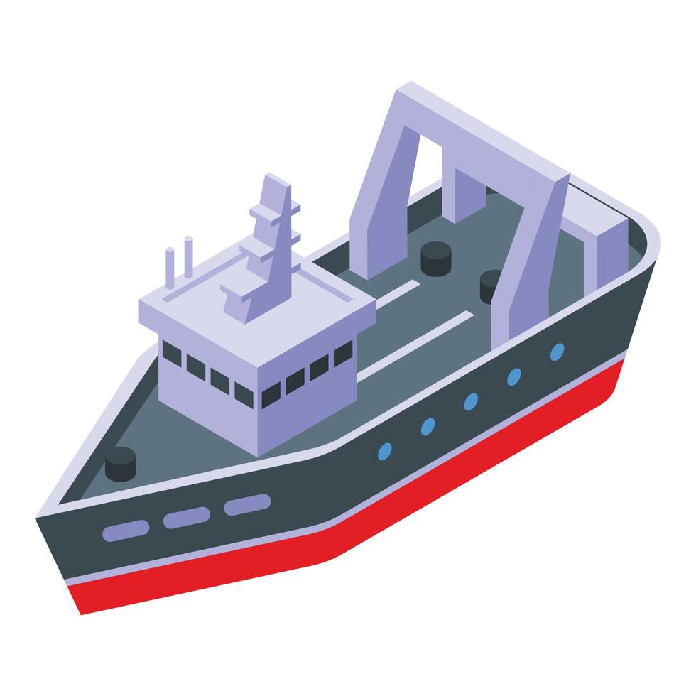 Speed fishing ship icon, isometric style vector