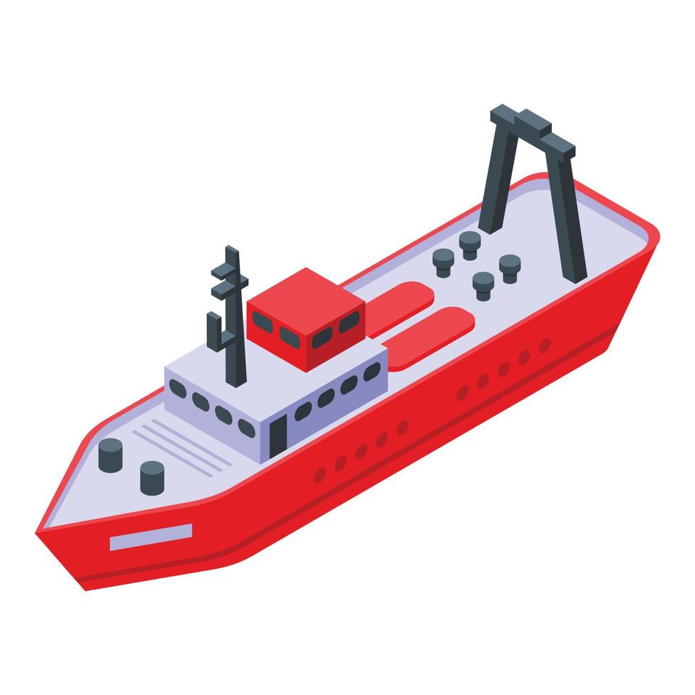 icono de barco de pesca de arrastre, estilo isométrico vector