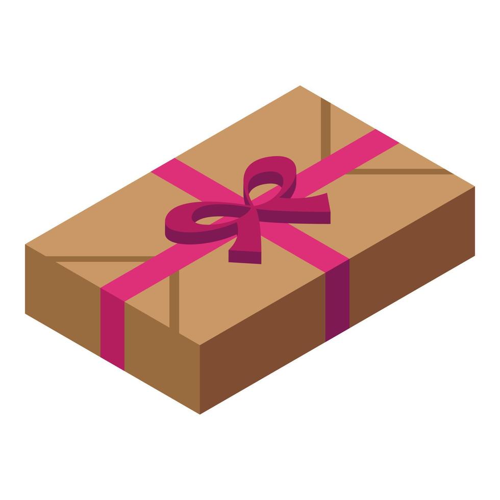 Surprise gift box icon, isometric style vector