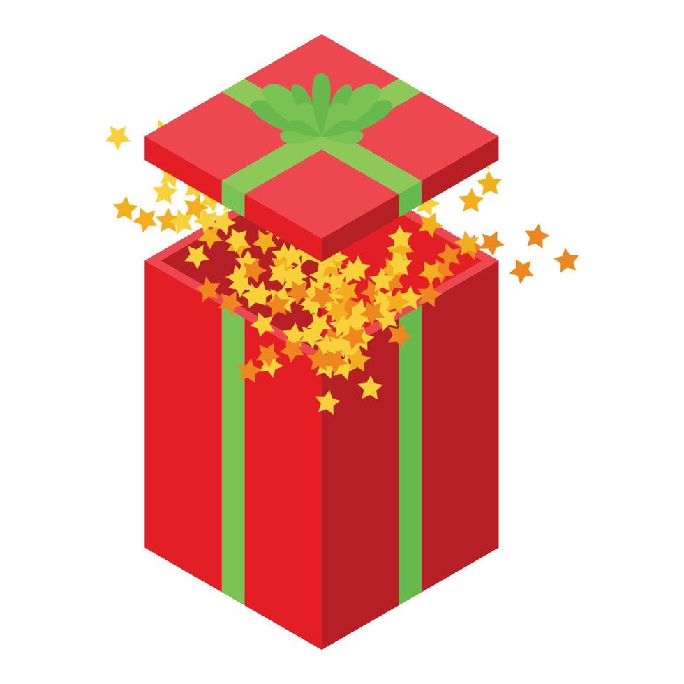 Christmas gift box icon, isometric style vector