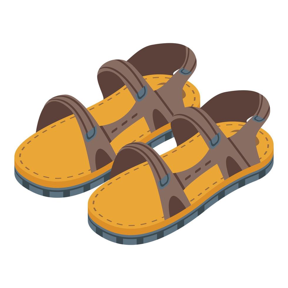 icono de sandalias hechas a mano para niños, estilo isométrico vector