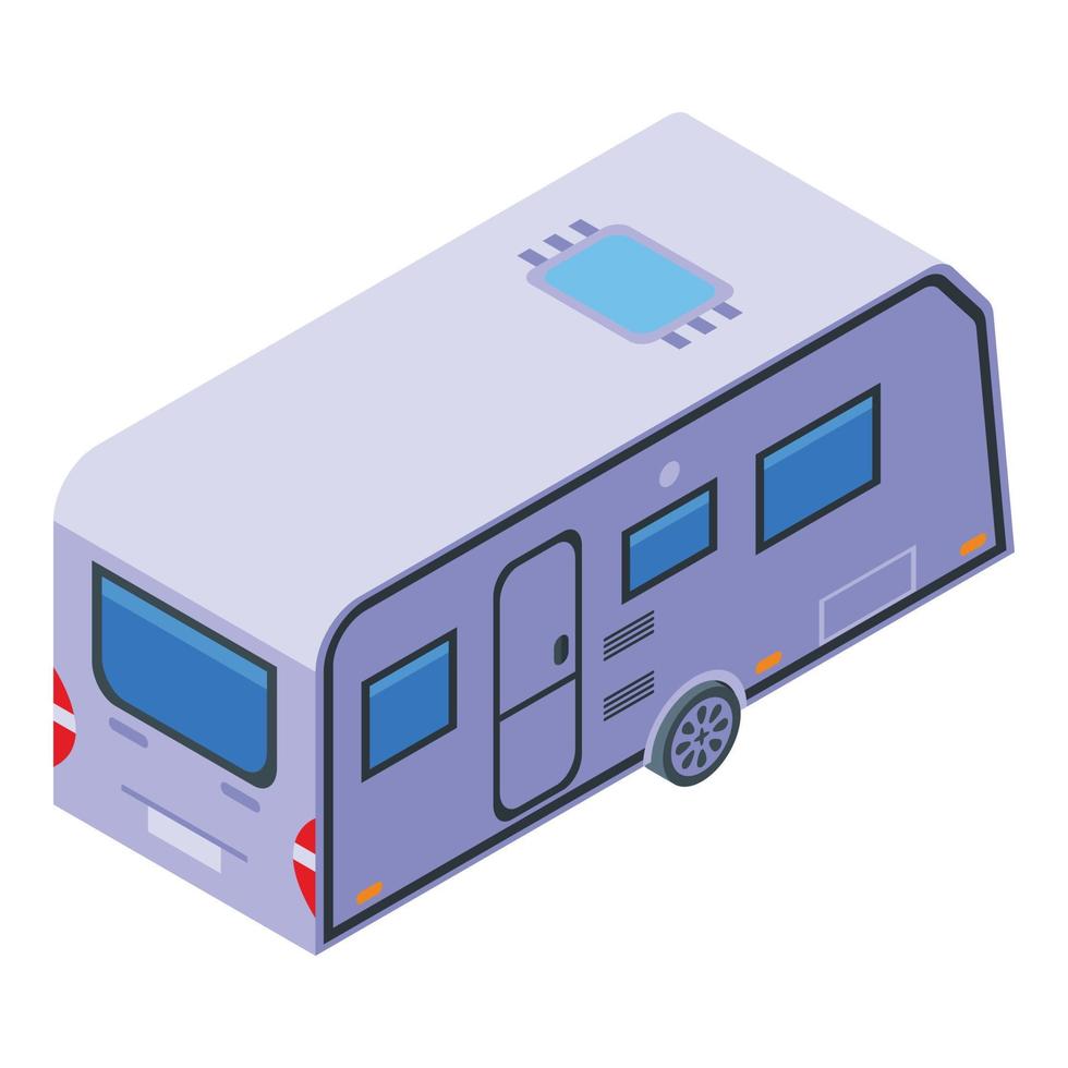 Modern camp trailer icon, isometric style vector