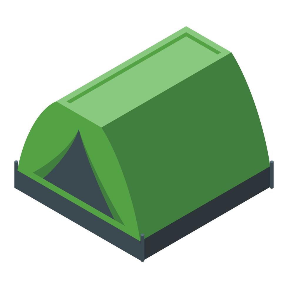 Camp green tent icon, isometric style vector