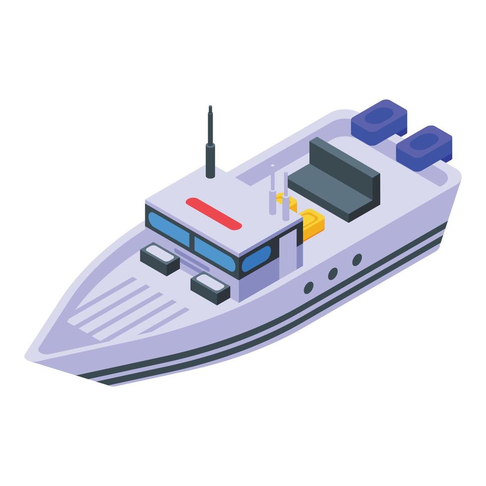 Motor fishing boat icon, isometric style vector