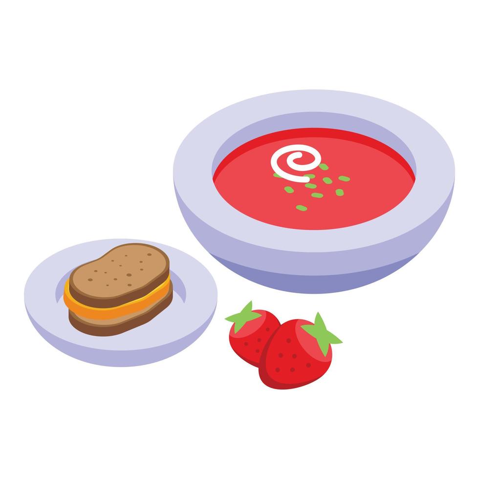 icono de comida para el almuerzo, estilo isométrico vector