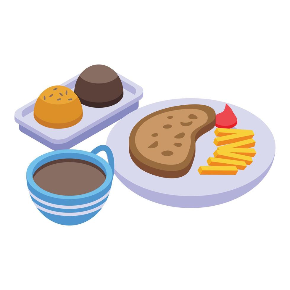 almuerzo, café, comida, icono, isométrico, estilo vector