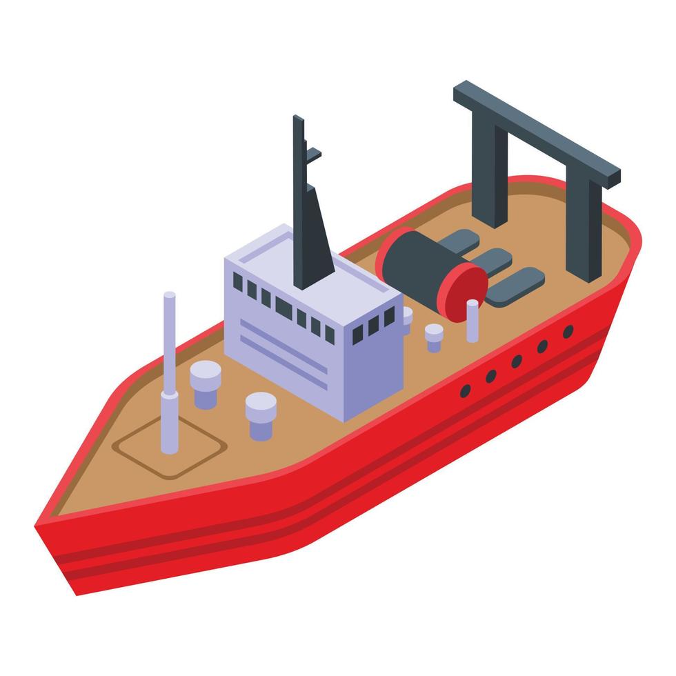 Ocean fishing ship icon, isometric style vector