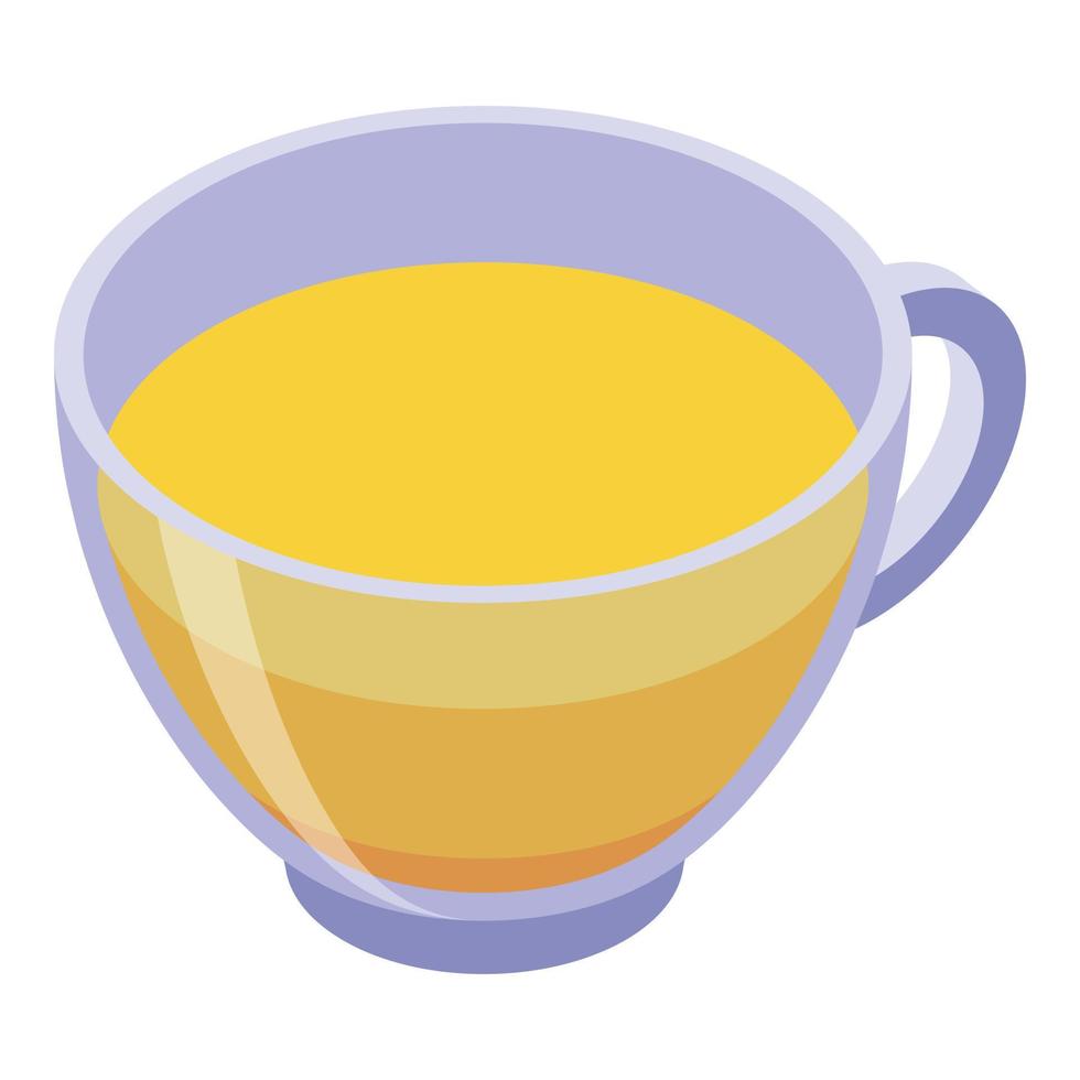icono de taza de té de limón, estilo isométrico vector