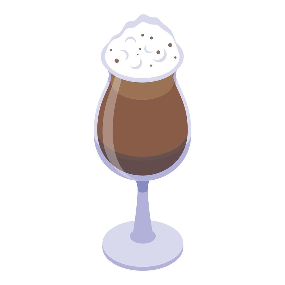 Cream coffee glass icon, isometric style vector