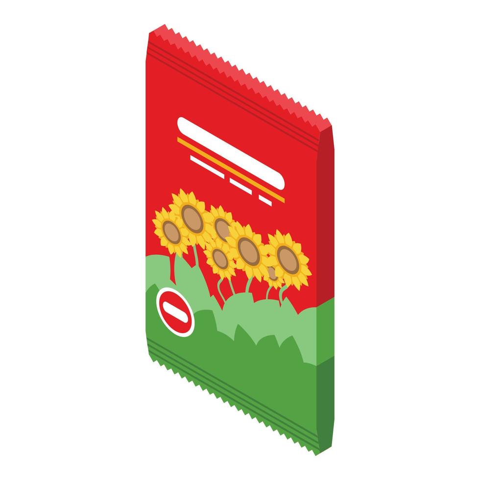 icono de paquete de semillas de girasol, estilo isométrico vector