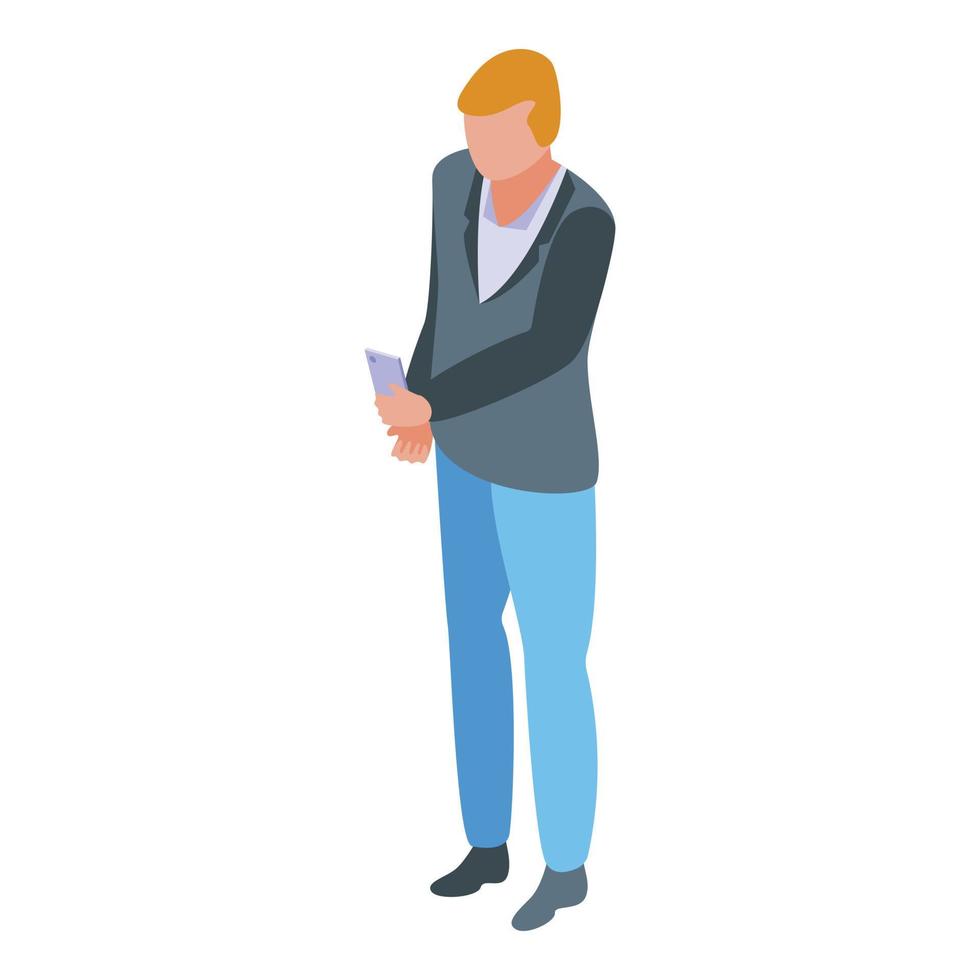 Smartphone writing icon, isometric style vector