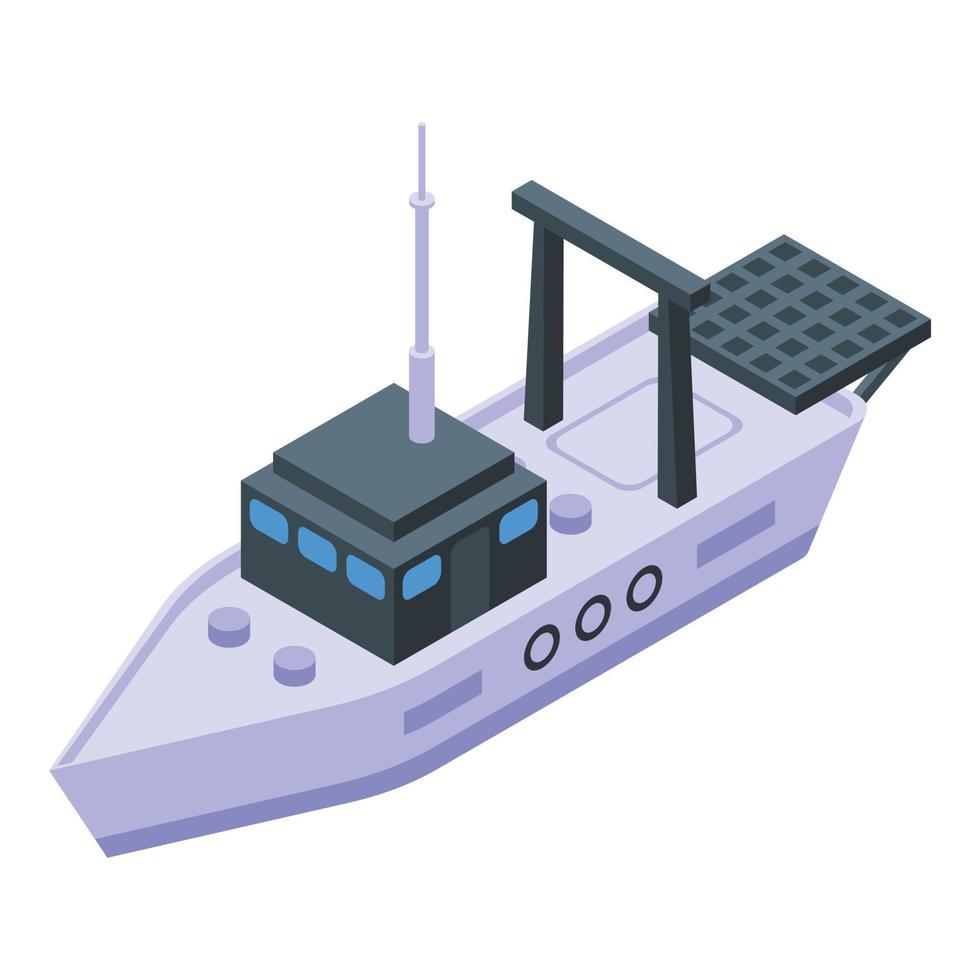 icono de barco de pesca náutica, estilo isométrico vector