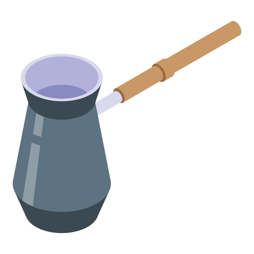 icono de olla turca de café, estilo isométrico vector