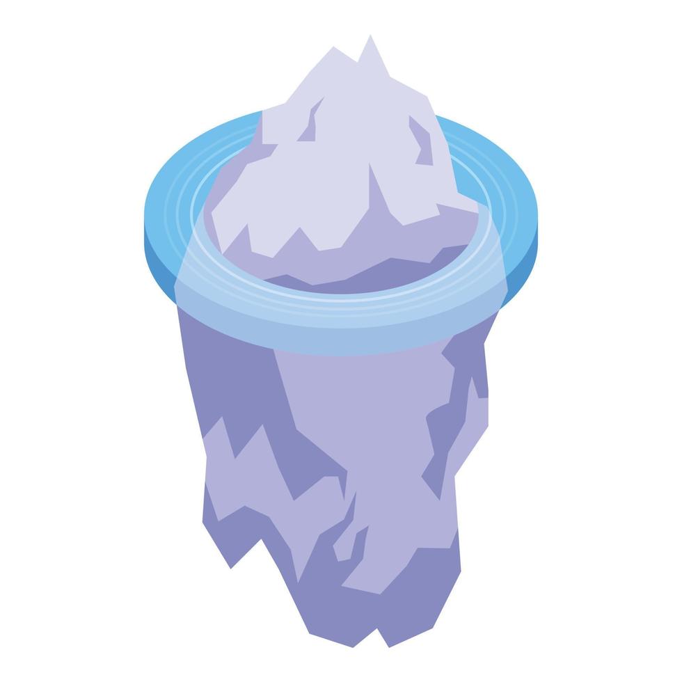 Melting glaciers icon, isometric style vector