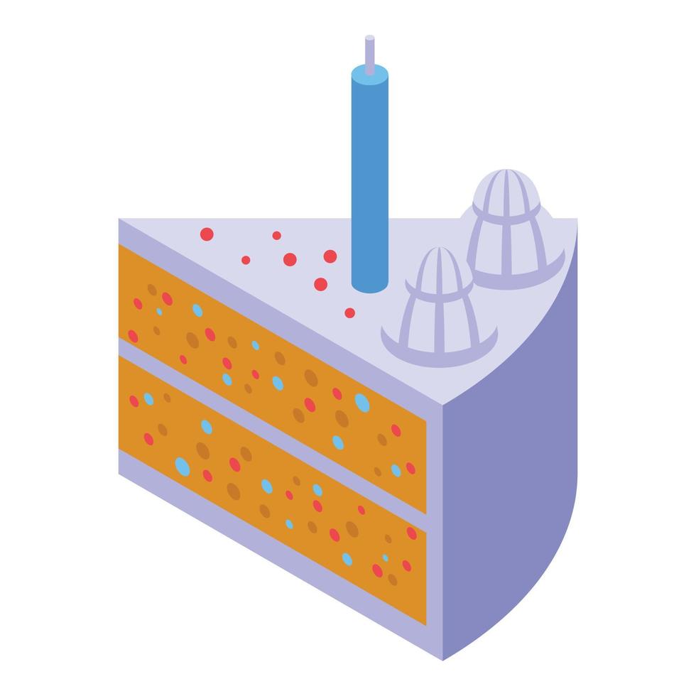 Sweet cake slice icon, isometric style vector