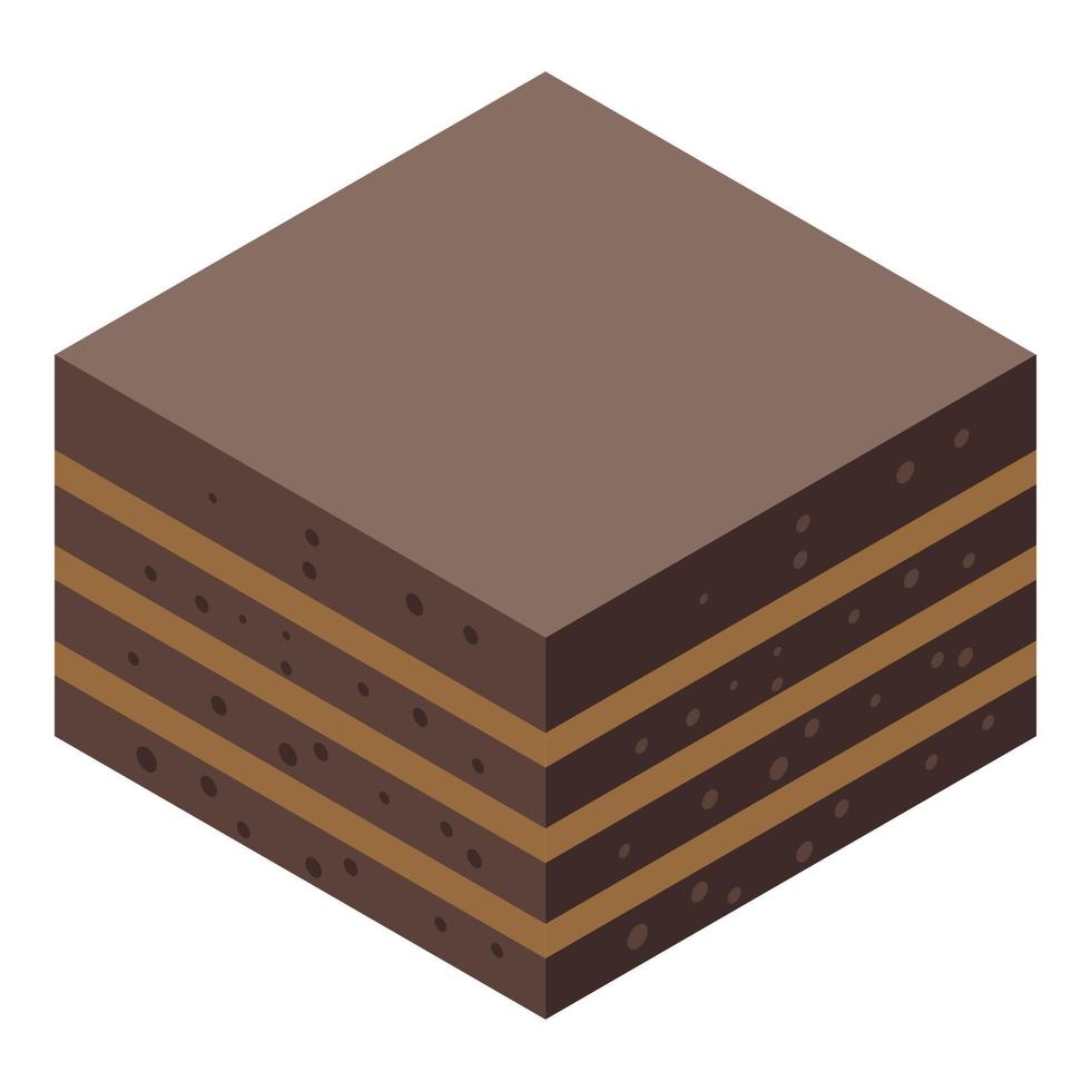 Chocolate cake icon, isometric style vector