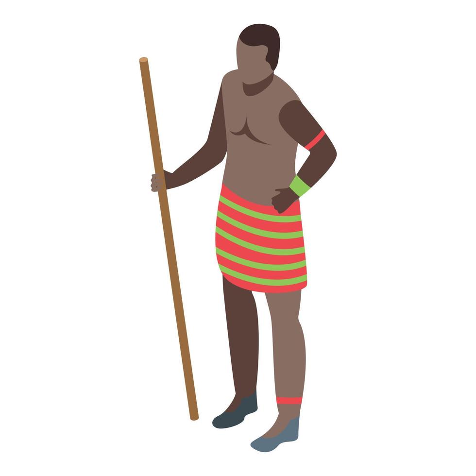 icono de hombre tribal africano, estilo isométrico vector