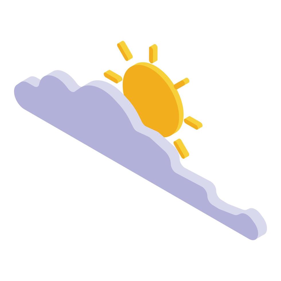 Sun cloud icon, isometric style vector