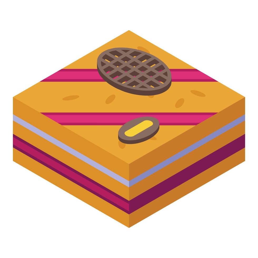 Birthday cake icon, isometric style vector