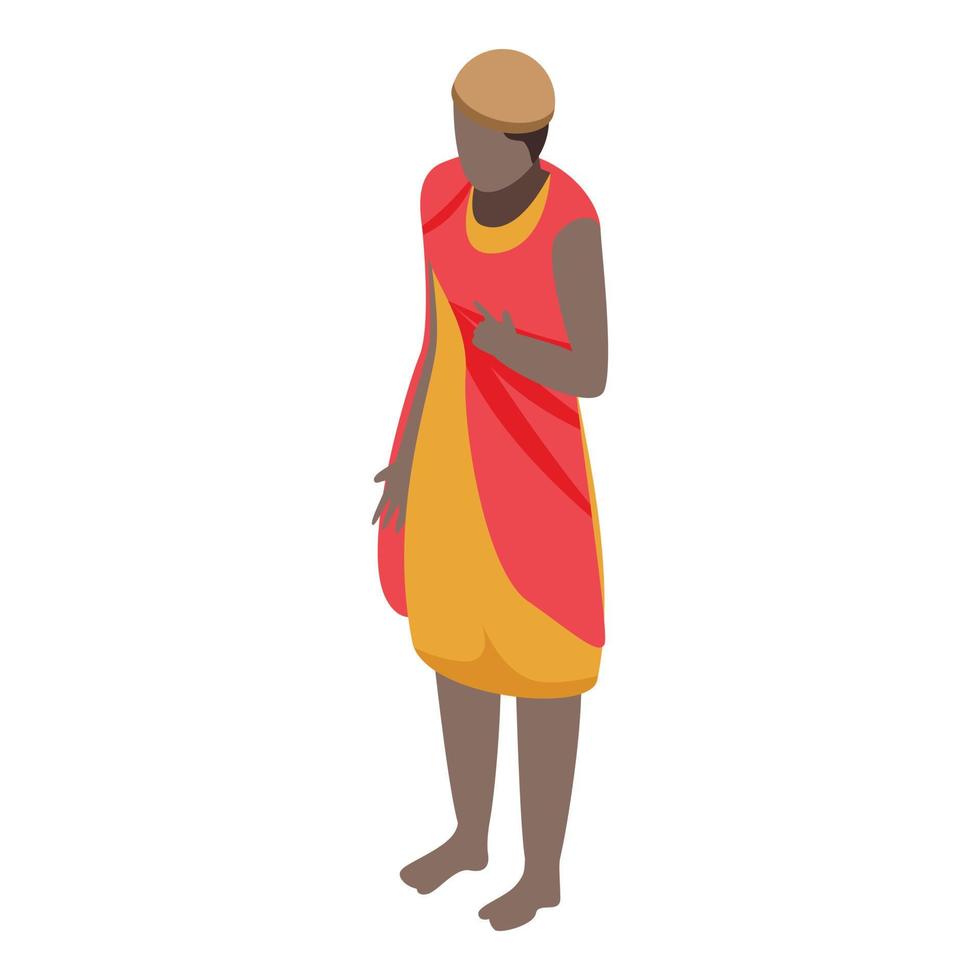 African native woman icon, isometric style vector