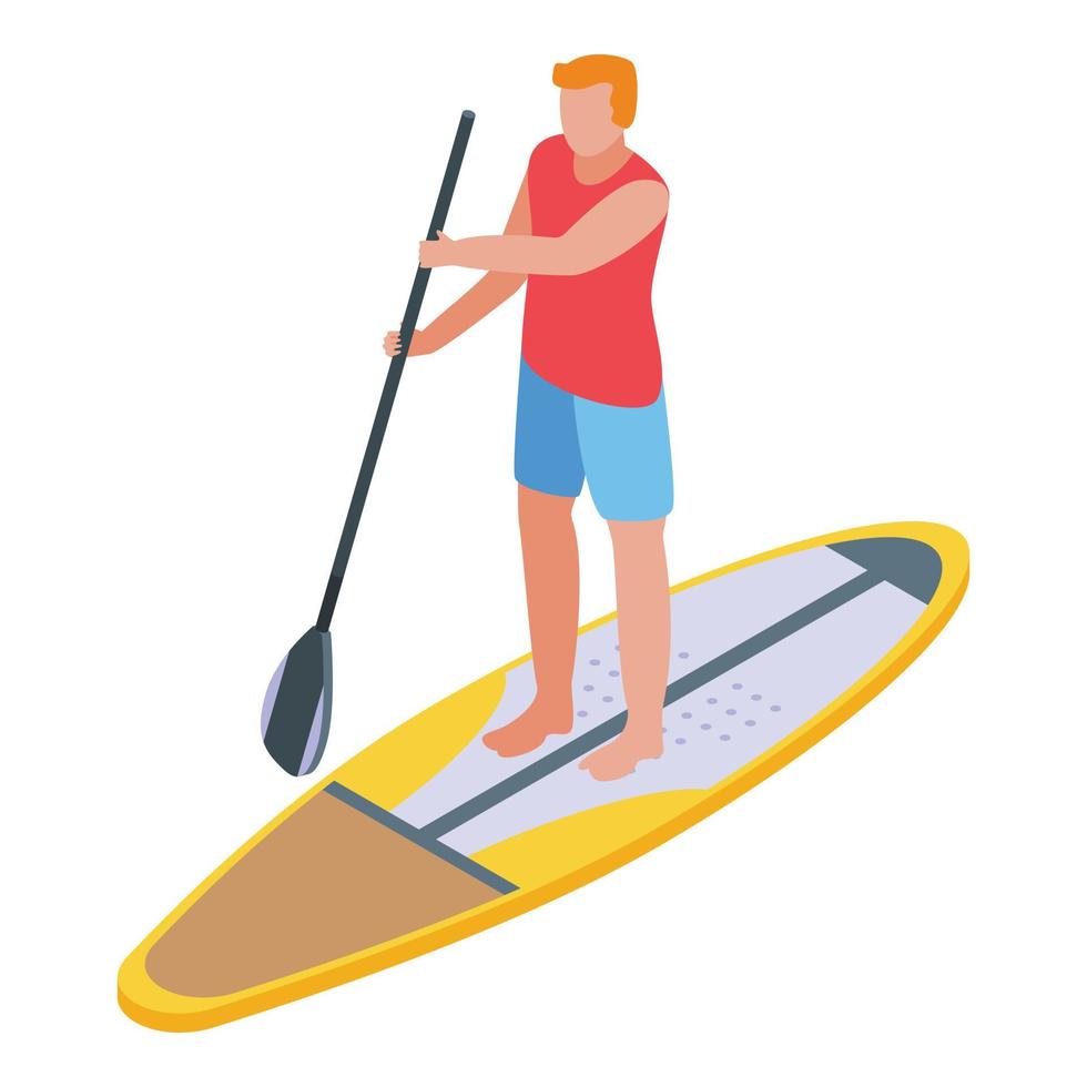 Summer surfer icon, isometric style vector