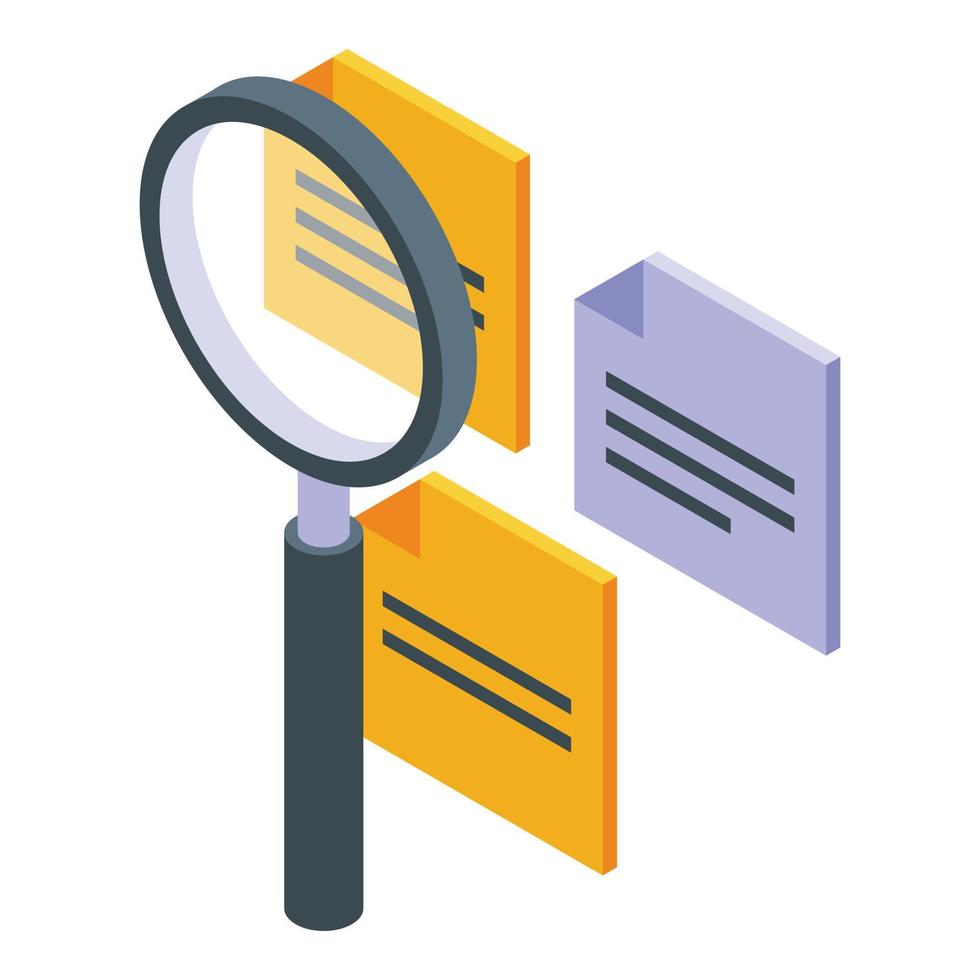 Magnifying ideas icon, isometric style vector