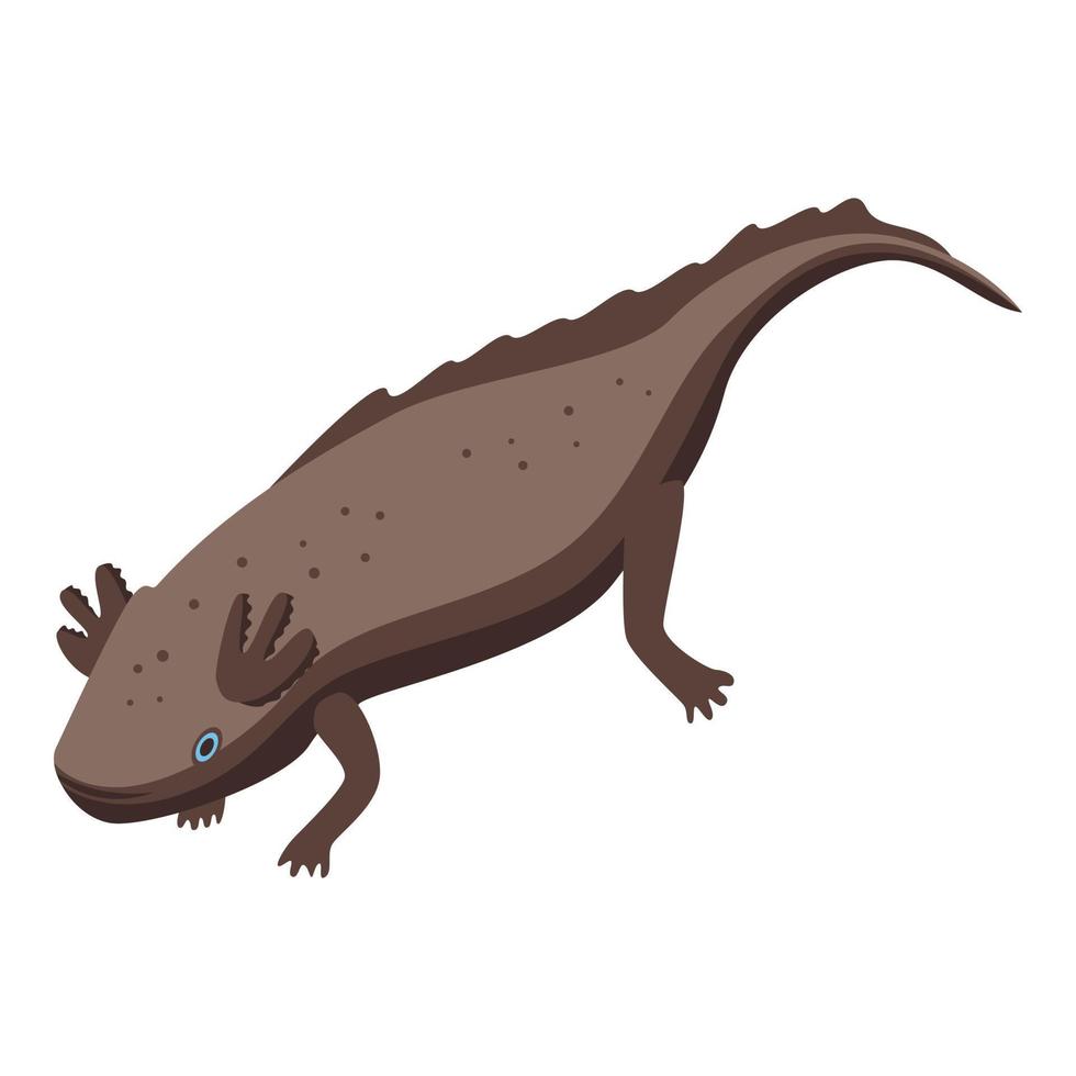 Endangered axolotl icon, isometric style vector