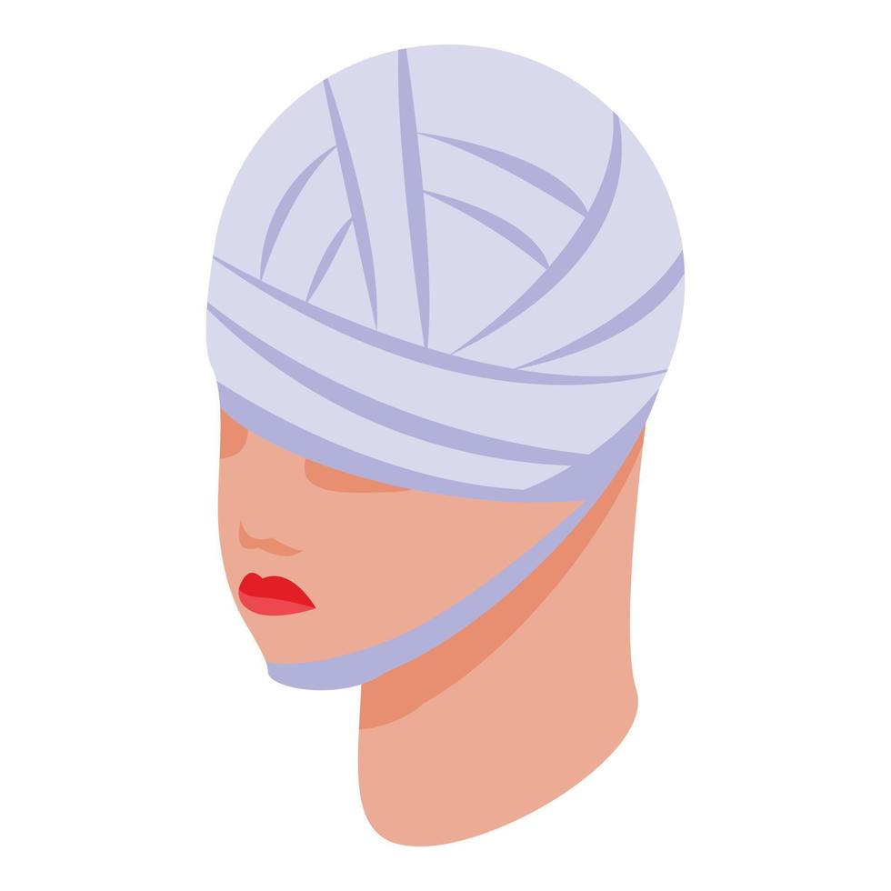 Head bandage icon, isometric style vector