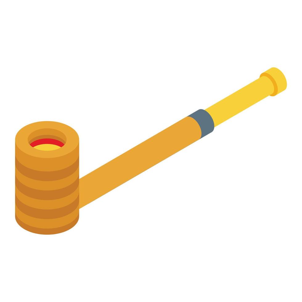 Wood smoking pipe icon, isometric style vector