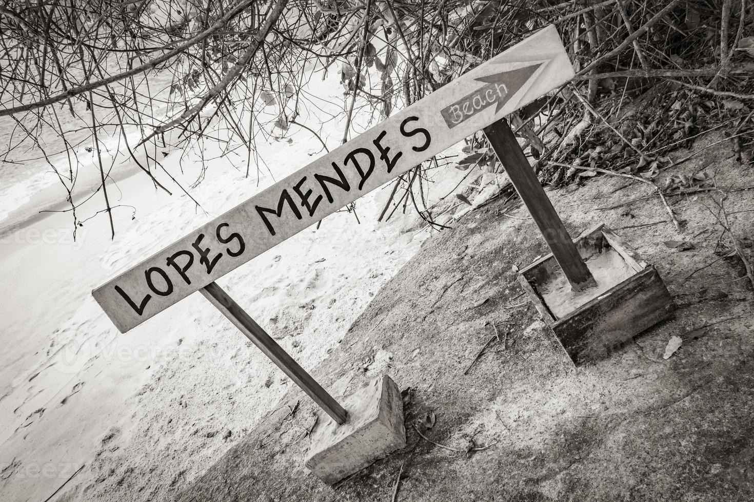Hiking trail direction sign to Lopes Mendes on Ilha Grande. photo