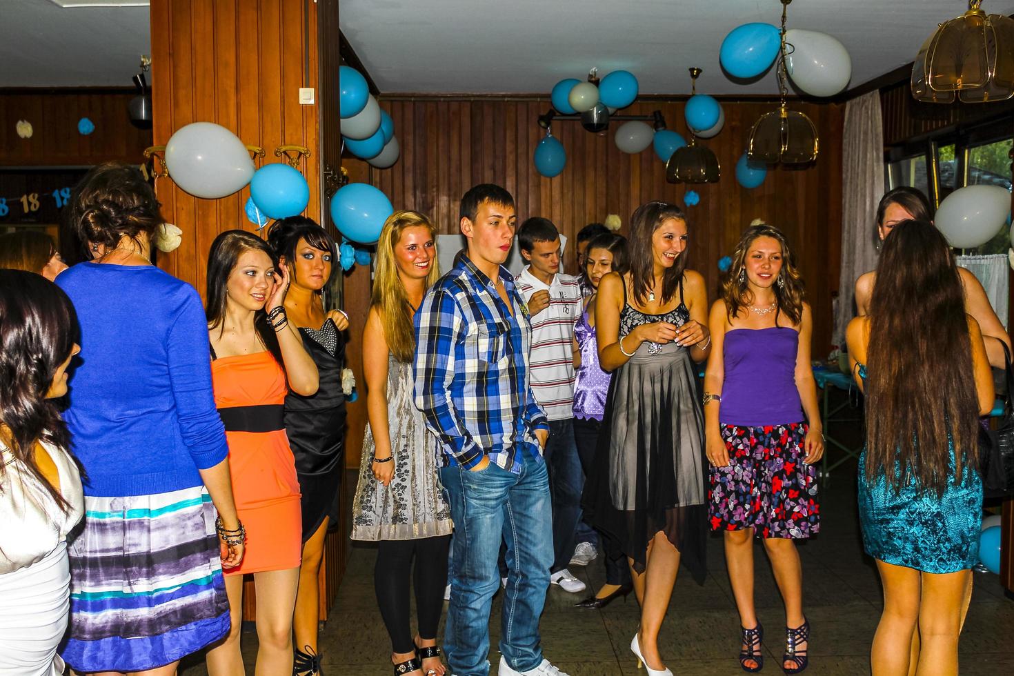 Leherheide Bremerhaven Germany 2010 Young people have a party and dance and laugh Germany. photo