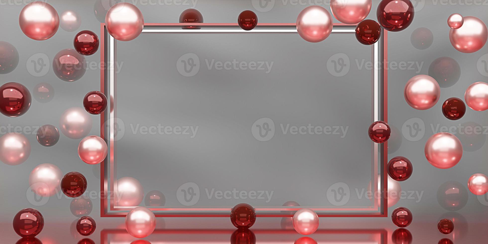 Text and smog frame background Elegant Text box surrounded by beads and glass balls 3d illustration photo