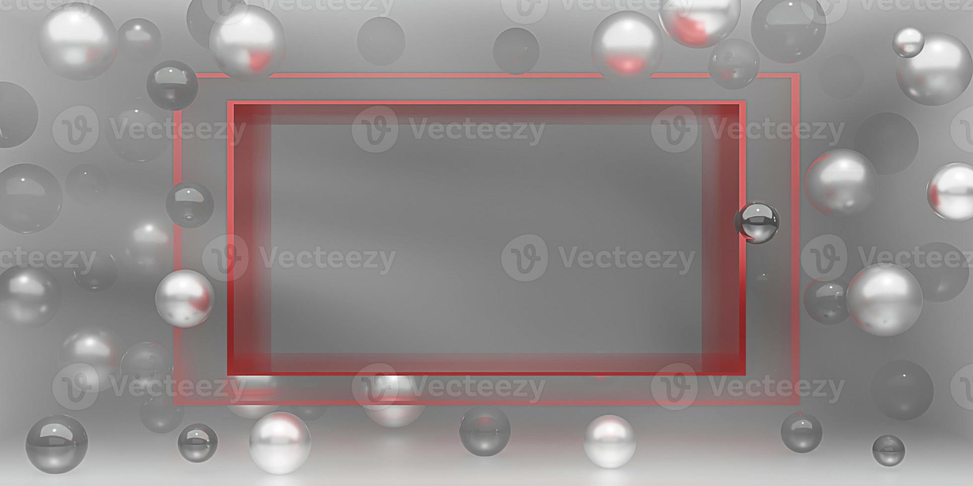 Text and smog frame background Elegant Text box surrounded by beads and glass balls 3d illustration photo