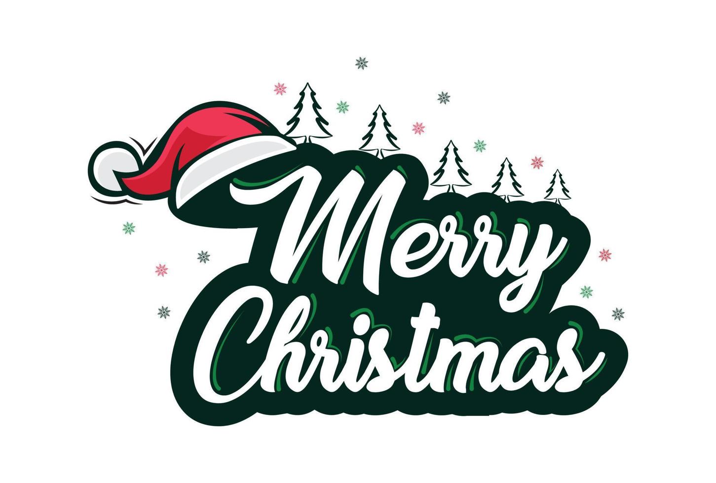 Merry Christmas with Santa Clause Hat and tress vector