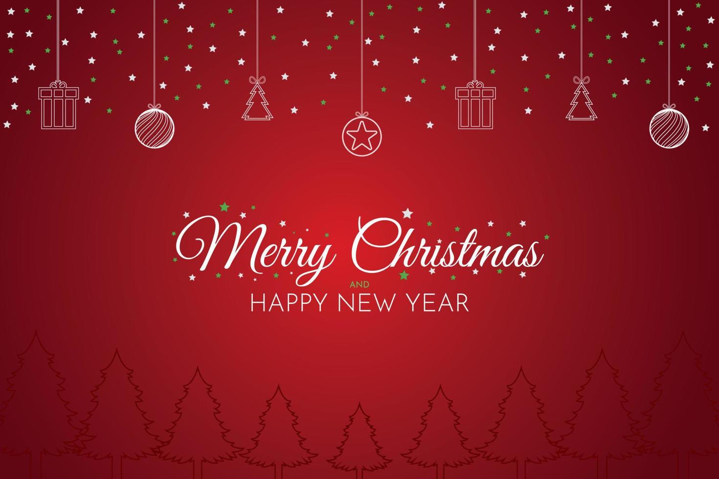 cartel de feliz navidad y feliz año nuevo árbol de navidad con estrella y elementos vector