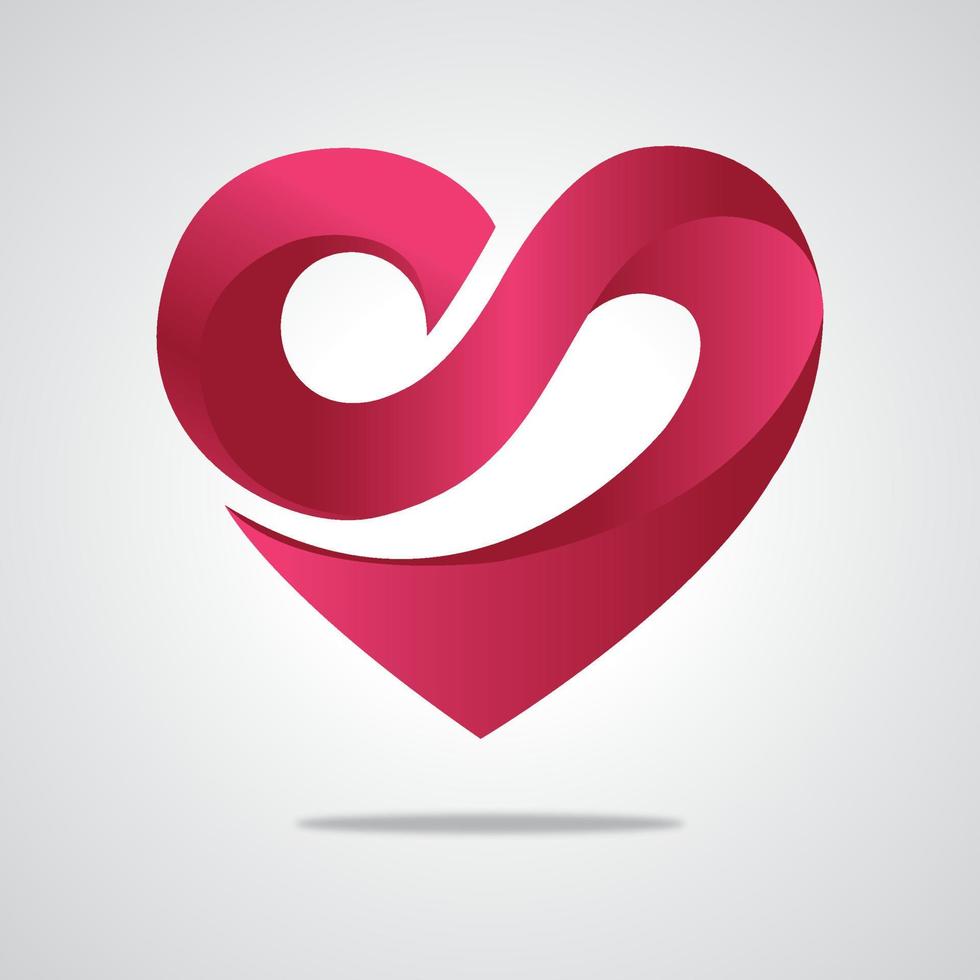 3d red heart love shape vector