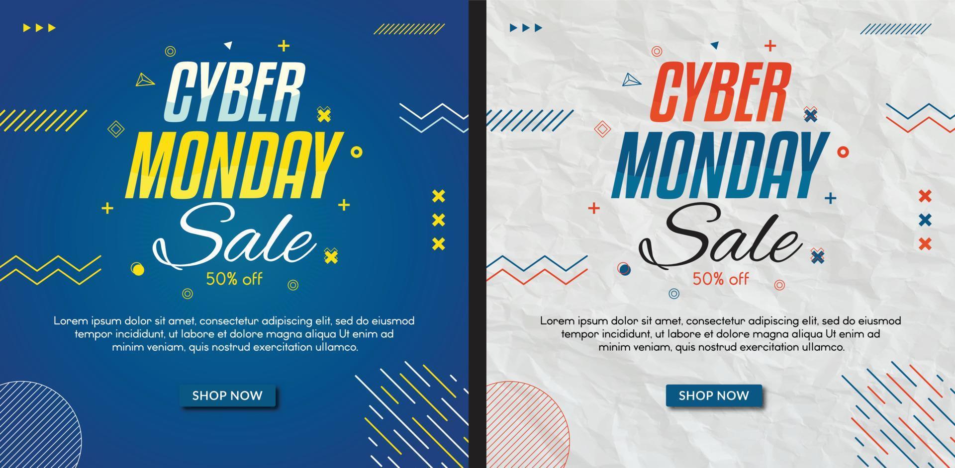Social media post cyber monday sale template design vector