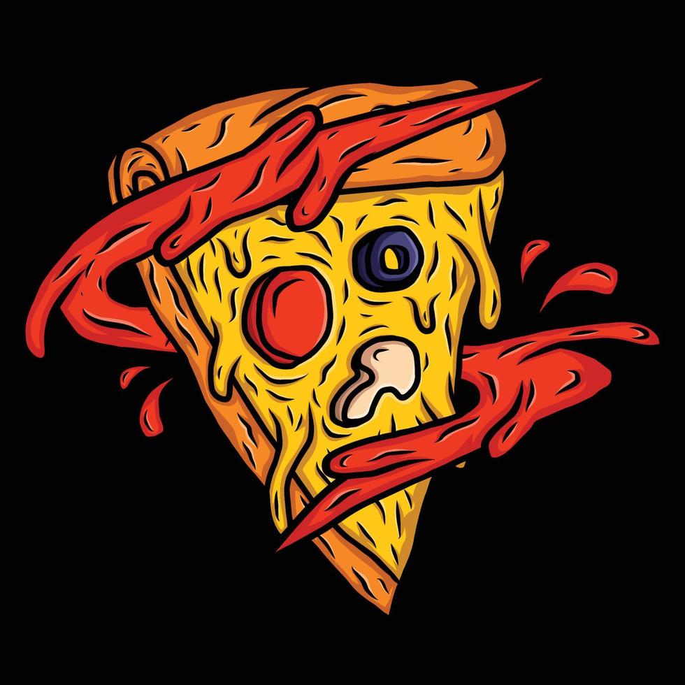 pizza con ilustración de camiseta de vector gráfico de salsa