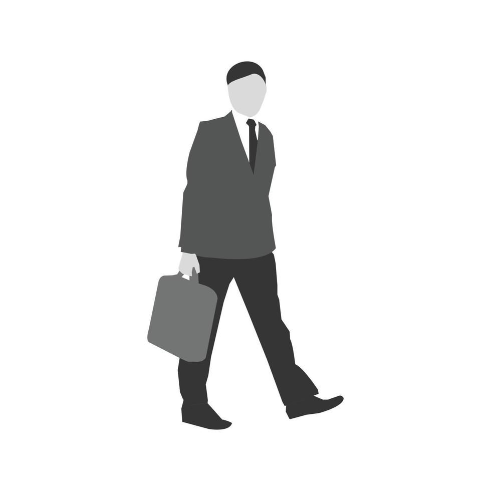 Walking with briefcase Flat Greyscale Icon vector