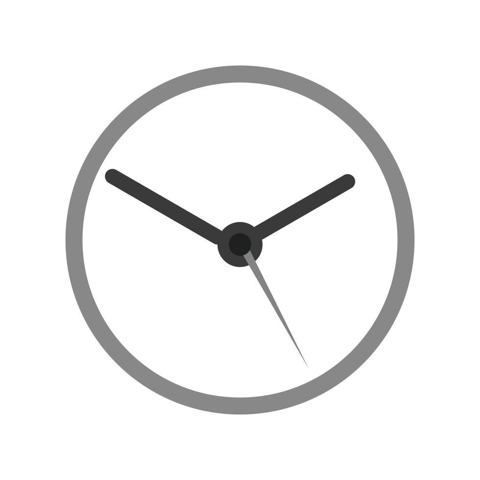 icono de reloj plano en escala de grises vector