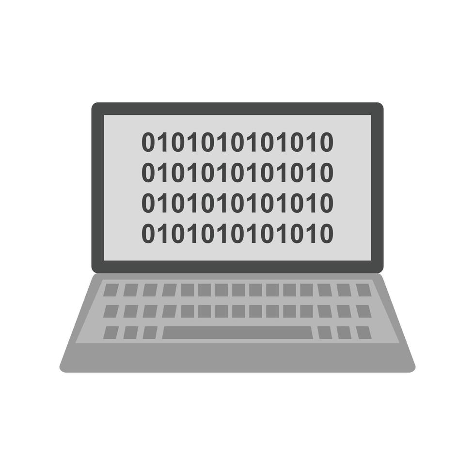 Computer Binary Code Flat Greyscale Icon vector