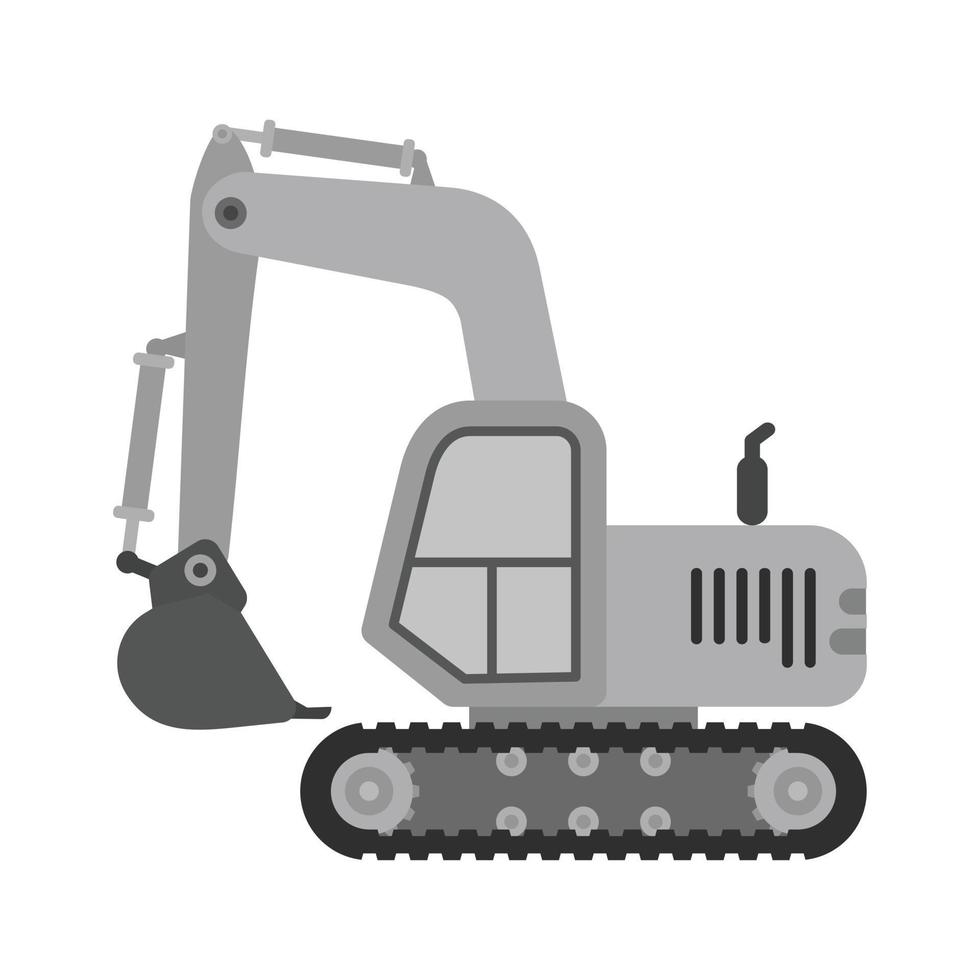 Excavator Flat Greyscale Icon vector