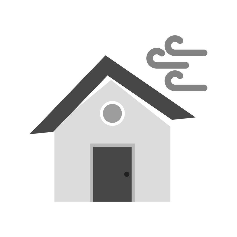 Winds Hitting House Flat Greyscale Icon vector