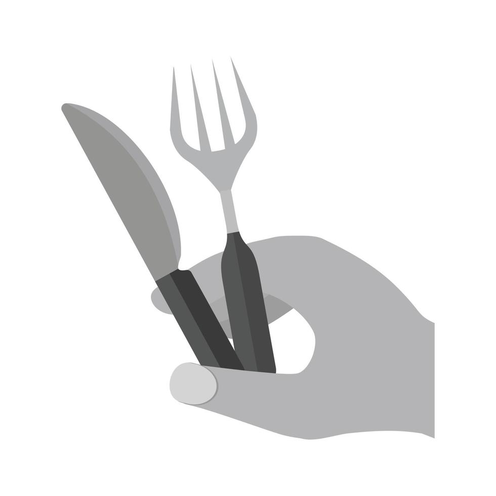 Holding Fork and Knife Flat Greyscale Icon vector