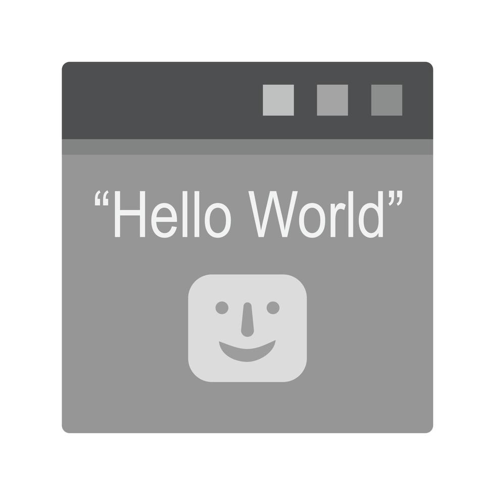 Hello World Program Flat Greyscale Icon vector