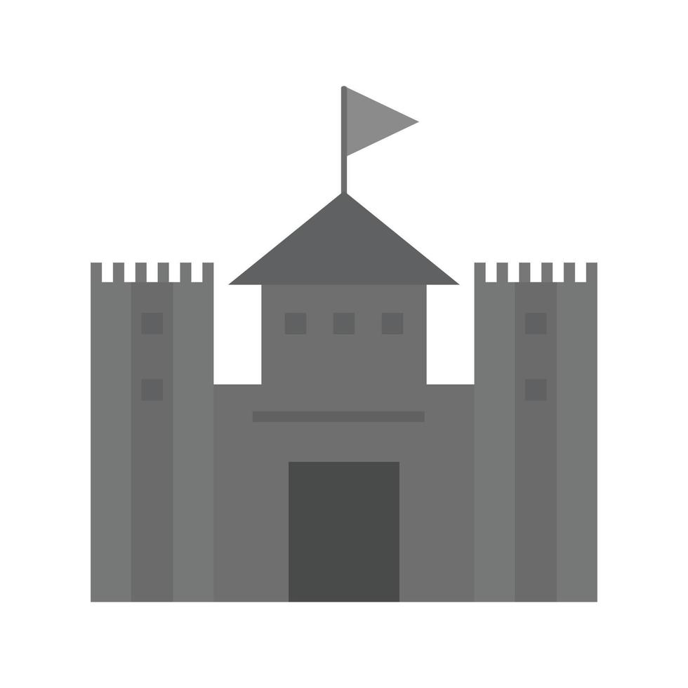 icono de castillo plano en escala de grises vector