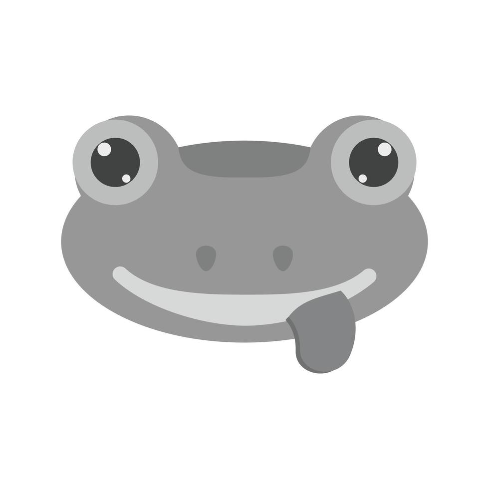 Frog Face Flat Greyscale Icon vector