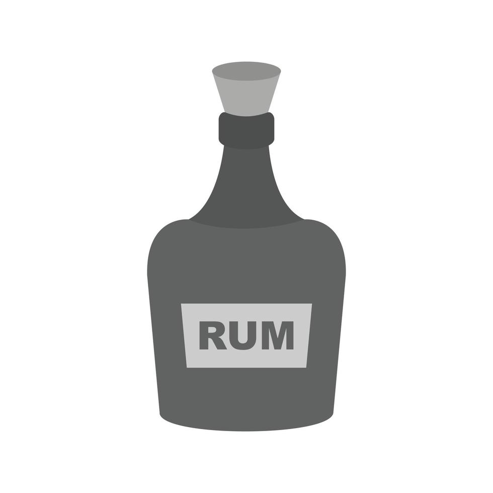 botella de ron icono plano en escala de grises vector